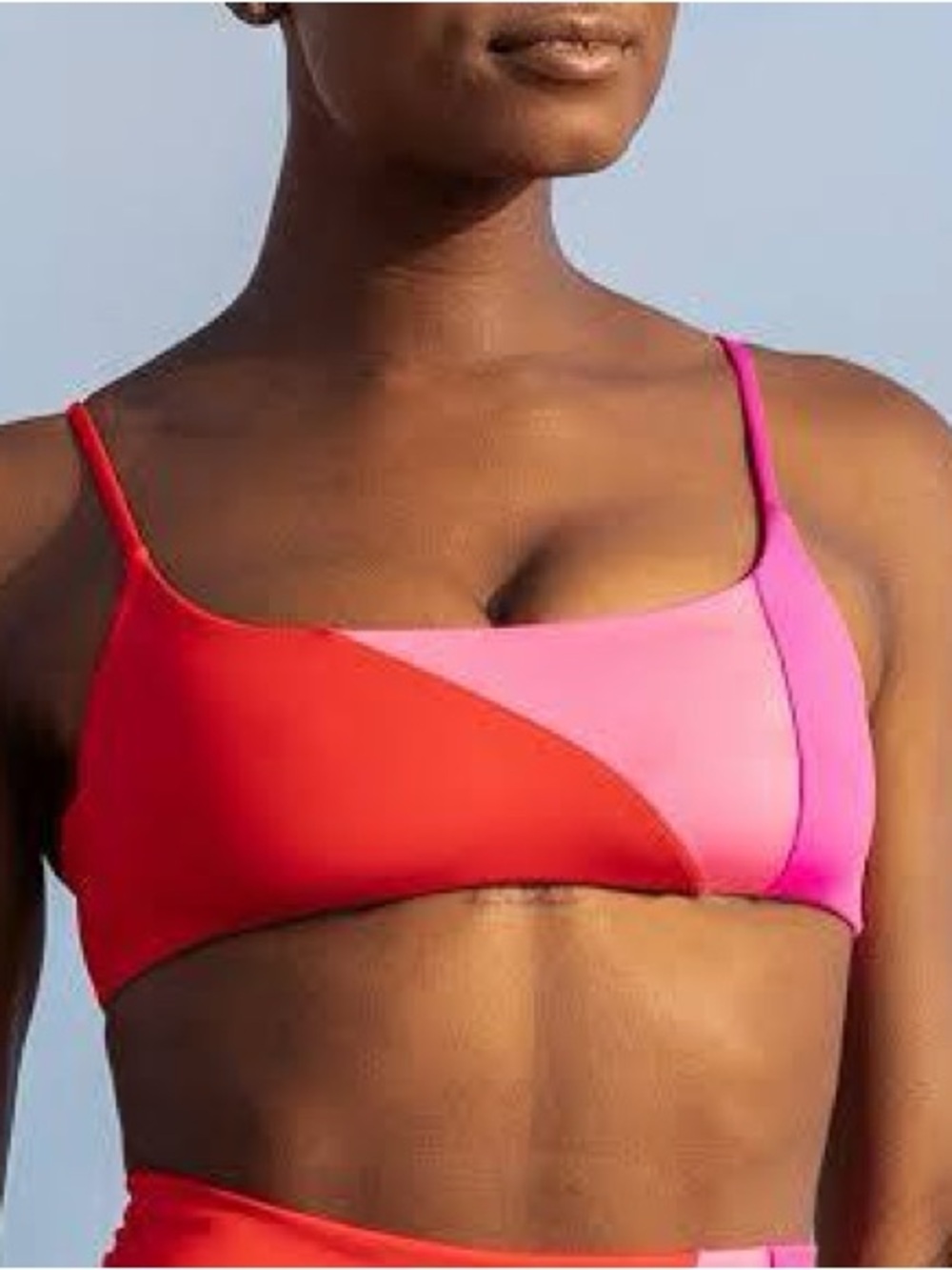 Left On Friday Pink and Red Colorblock Bikini Top (similar top)
